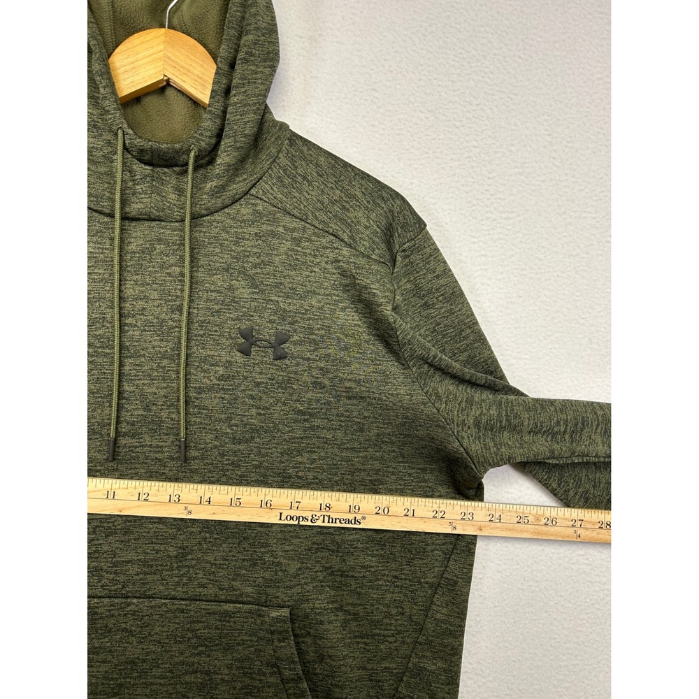 Athletic Gorpcore Under Armour Mens Large Green Space Dye Fleece Pullover Hoodie - Picture 5 of 9